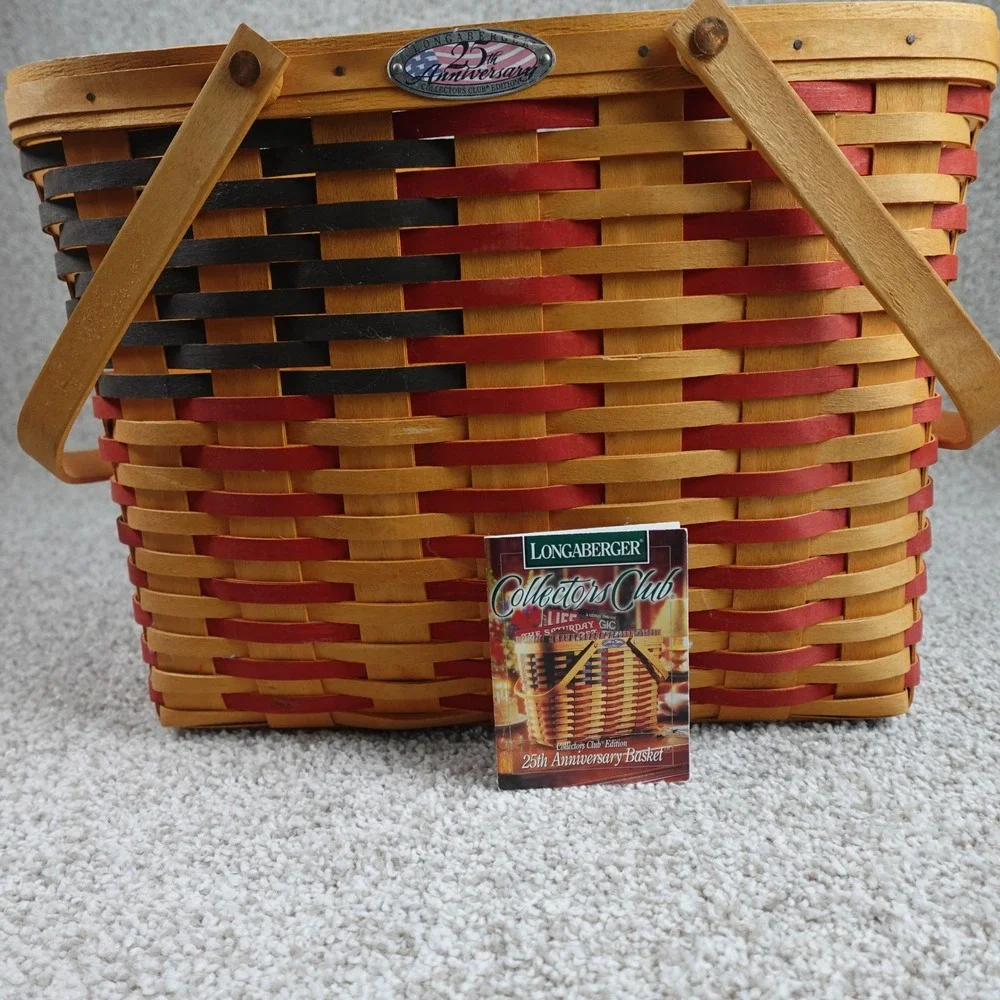 Longaberger 1998 Collectors Club 25th Anniversary Basket Handwoven Flag Design